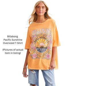 Billabong Pacific Sunshine Oversized T-Shirt Women's L Orange Peel